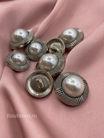 Пуговицы жемчуг  серебро с чернением