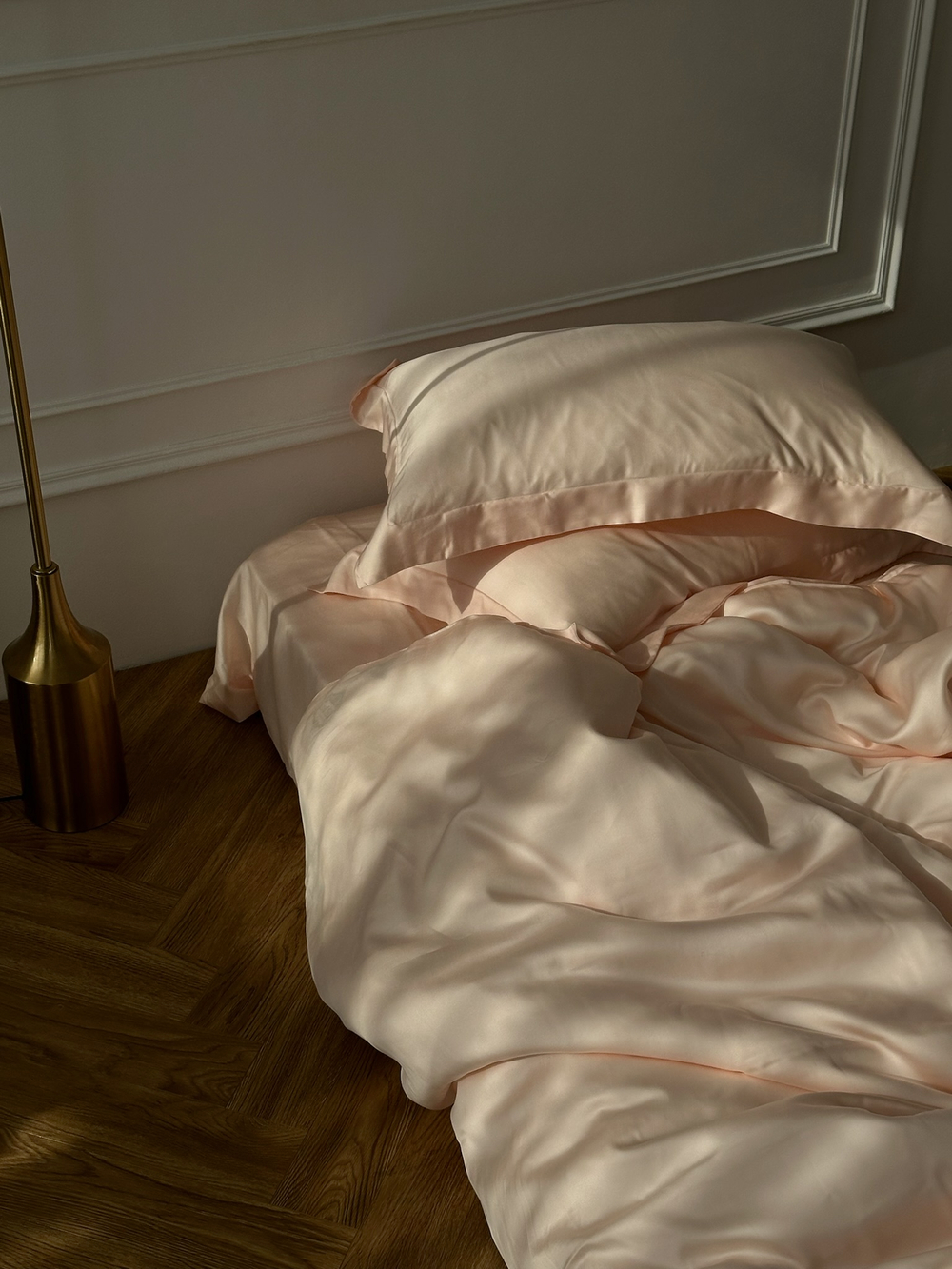 Однотонное постельное белье тенсель+хлопок | розовый