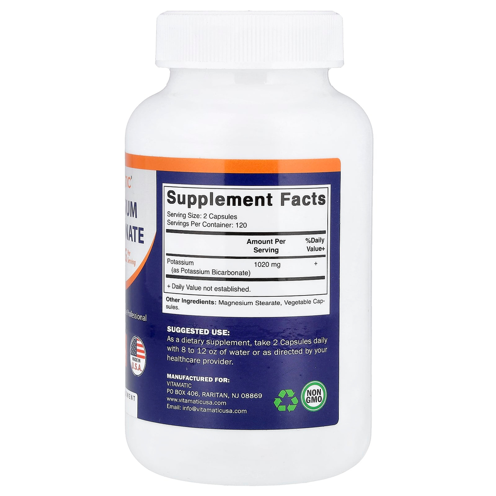 Vitamatic, бикарбонат калия, 240 вегетарианских капсул (510 мг в 1 капсуле)