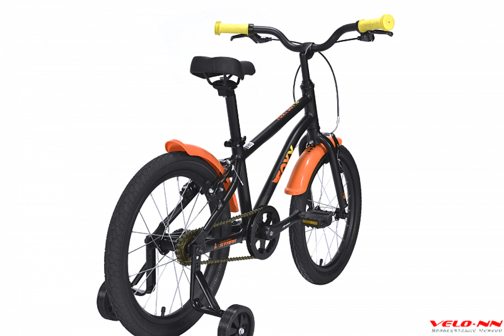 Велосипед 18" Stark'22 Foxy Boy черный/оранжевый/желтый
