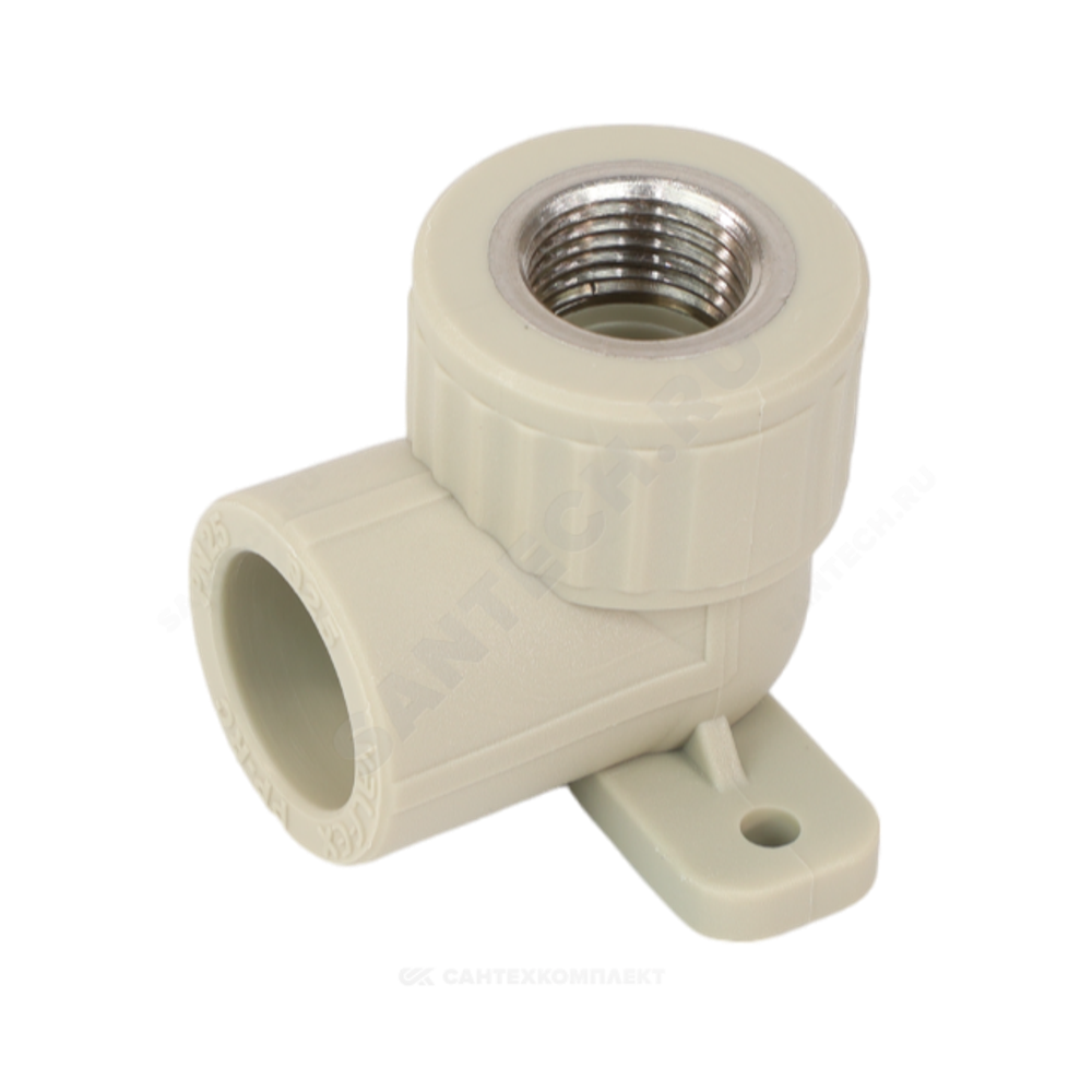 Угольник PP-R комбинированный серый Дн 25х1/2" ВР с креплением VALFEX 10120025Г