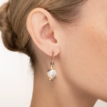 Серьги «Солнечный полдень» с английским замком из красного золота с перламутром