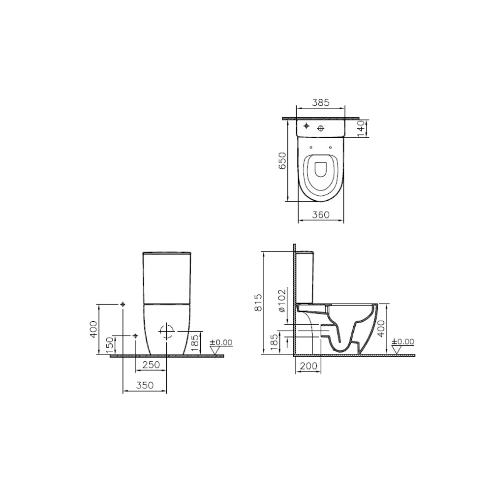 Унитаз-компакт VitrA Sento 9830B003-7204 безободковый с микролифтом