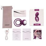 Фиолетовое эрекционное виброкольцо с подхватом мошонки Svakom Tammy Vibrating Double Cock Ring S38