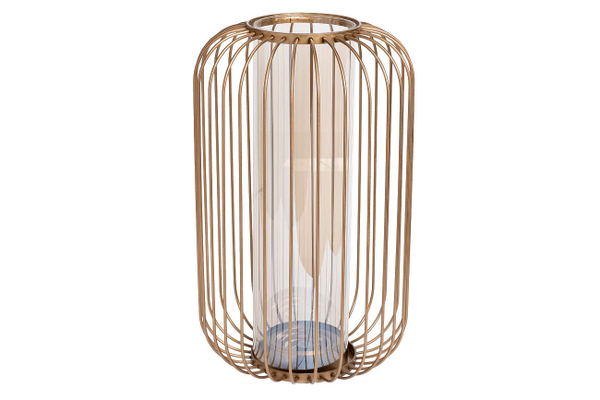 Ваза декоративная 35х21х21см Garda Decor золотая для свечей и цветов