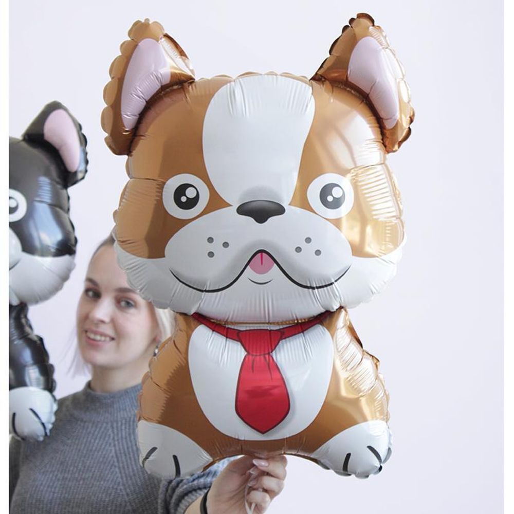 F Шар фигура Бульдог коричневый 28"/32 см х 18"/46 см (БГ-27)
