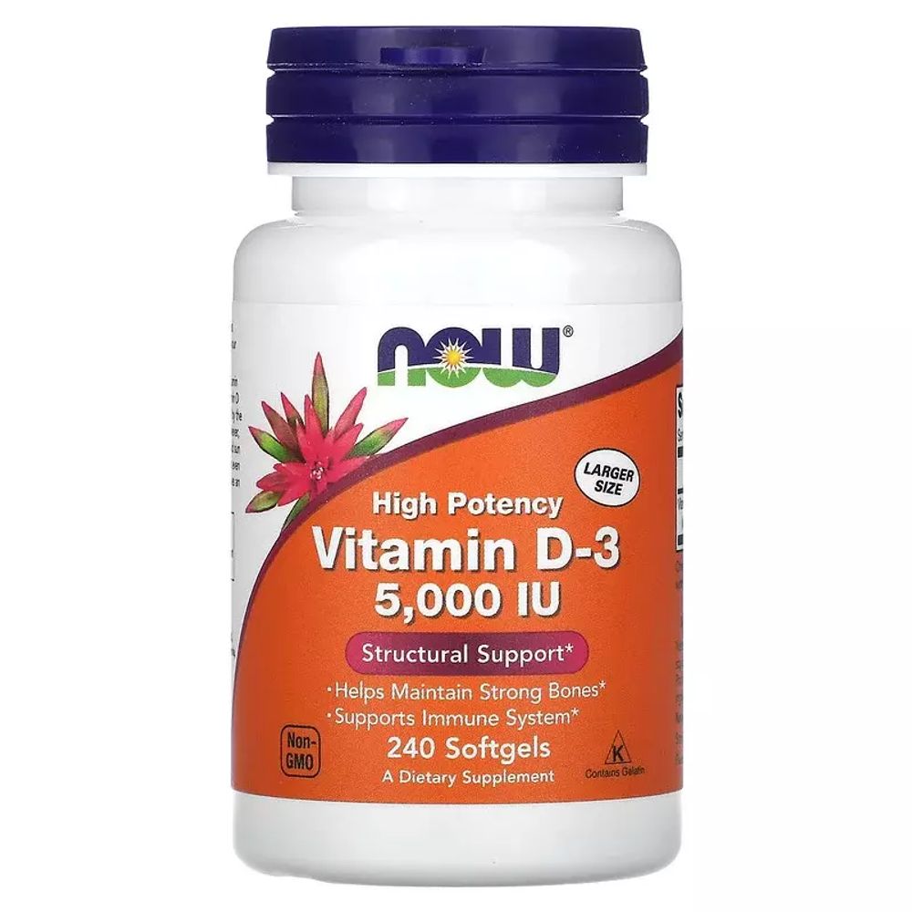 NOW Foods, Vitamin D-3 (5000 IU), 240 Softgels