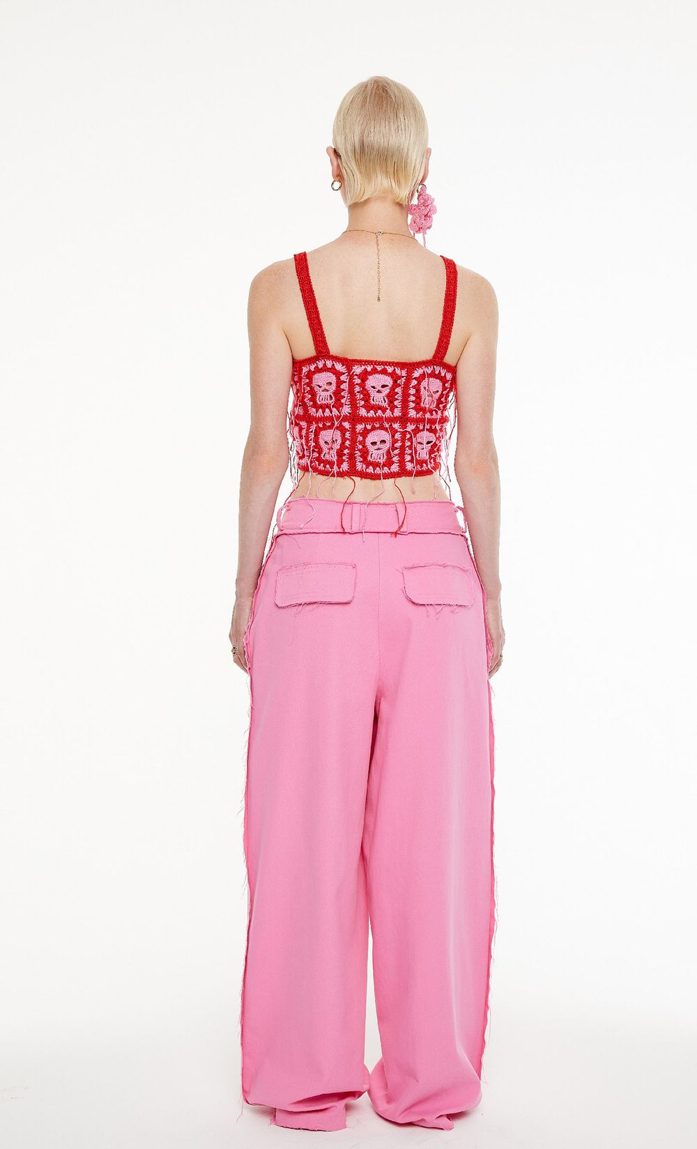 Брюки Kraizy Stripes Cut-off розовые