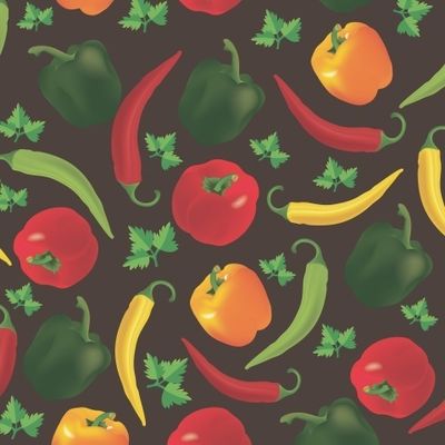 Сочные спелые овощи - перцы на темно-коричневом фоне