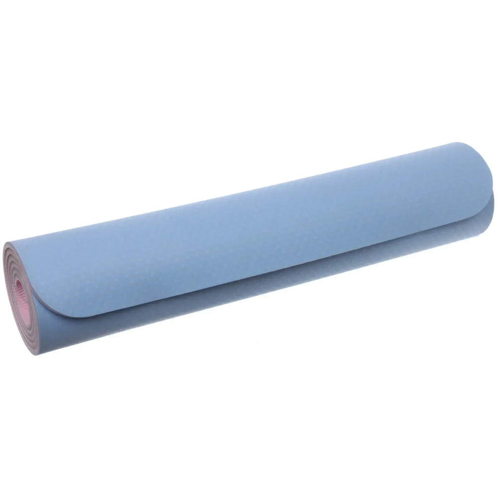 Коврик для йоги 6 мм 183х68 см «Энергия» 2х сторонний TPE, голубой/розовый