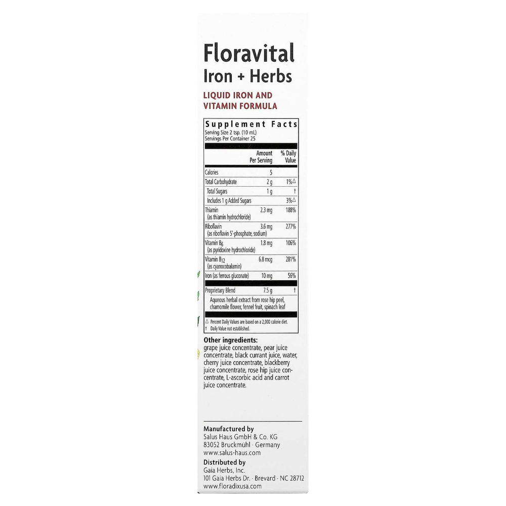 Floradix, Floravital® Iron + Herbs, 250 мл (8,5 жидк. Унции)