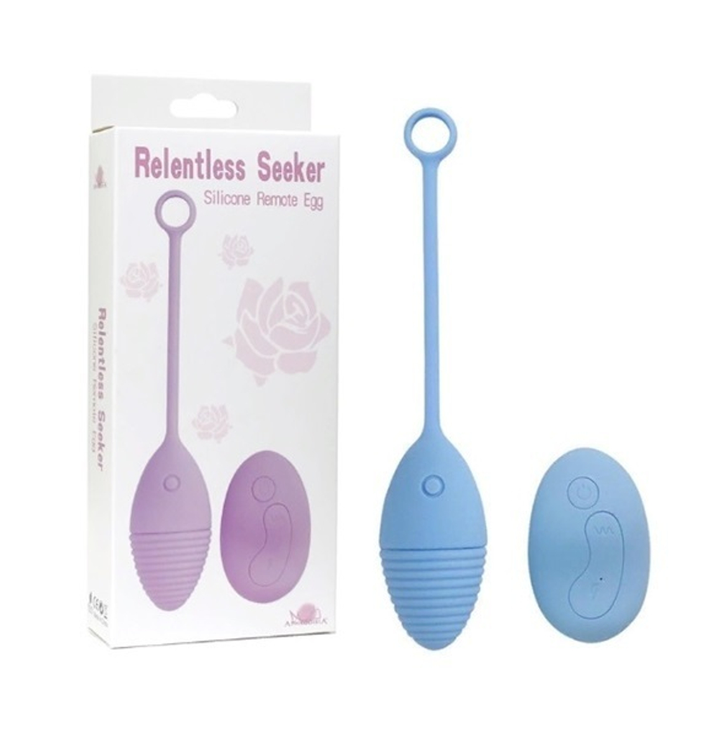 Виброяйцо Relentless Seeker с пультом ДУ 10 режимов голубое