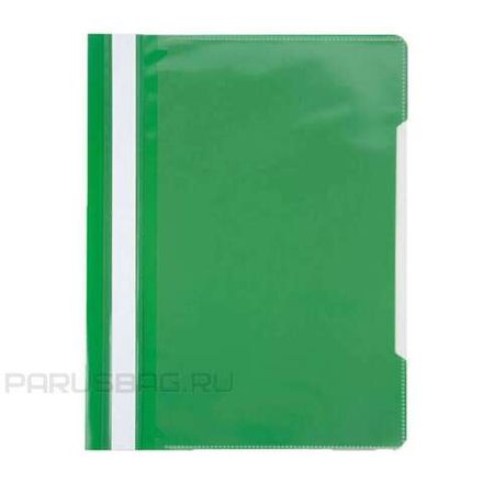 Скоросшиватель с прозрачным верхом А4, пластик 180мкм, карман-дисплей А4, Бюрократ, зелёный