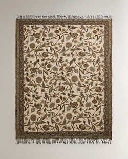 Zara Home плед из хлопка, зелёный, 140x190 см