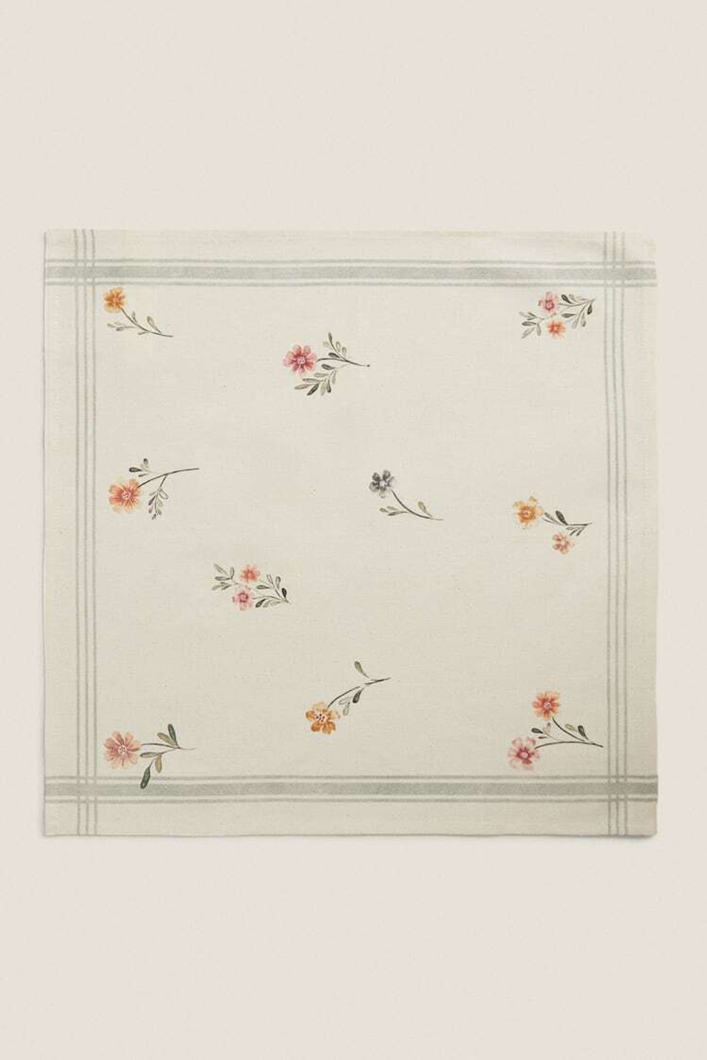 ZARA HOME САЛФЕТКИ В ПОЛОСКУ И ЦВЕТОЧЕК (УПАКОВКА ИЗ 2 ШТУК), ЗЕЛЕНЫЙ