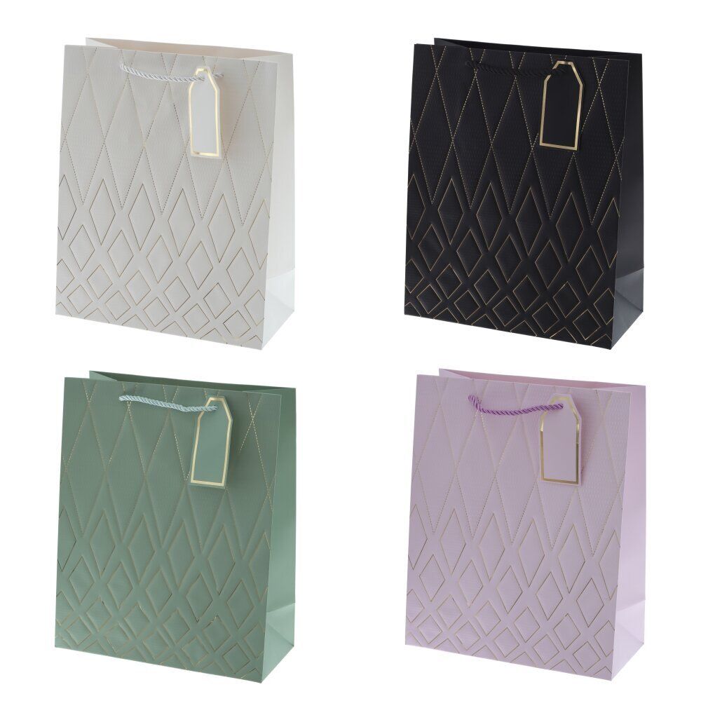 GAEM Пакет подарочный M (бумага 210г/м2, блок 12шт), L26 W12 H32 см, 4в.