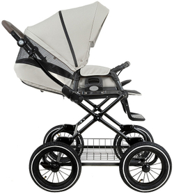 Детская коляска Roan Bass Next Classic d12 2.0 3 в 1 с автокреслом Tutis Elo Black BNC/84/2 Marzipan/Black/руч.Cappuccino