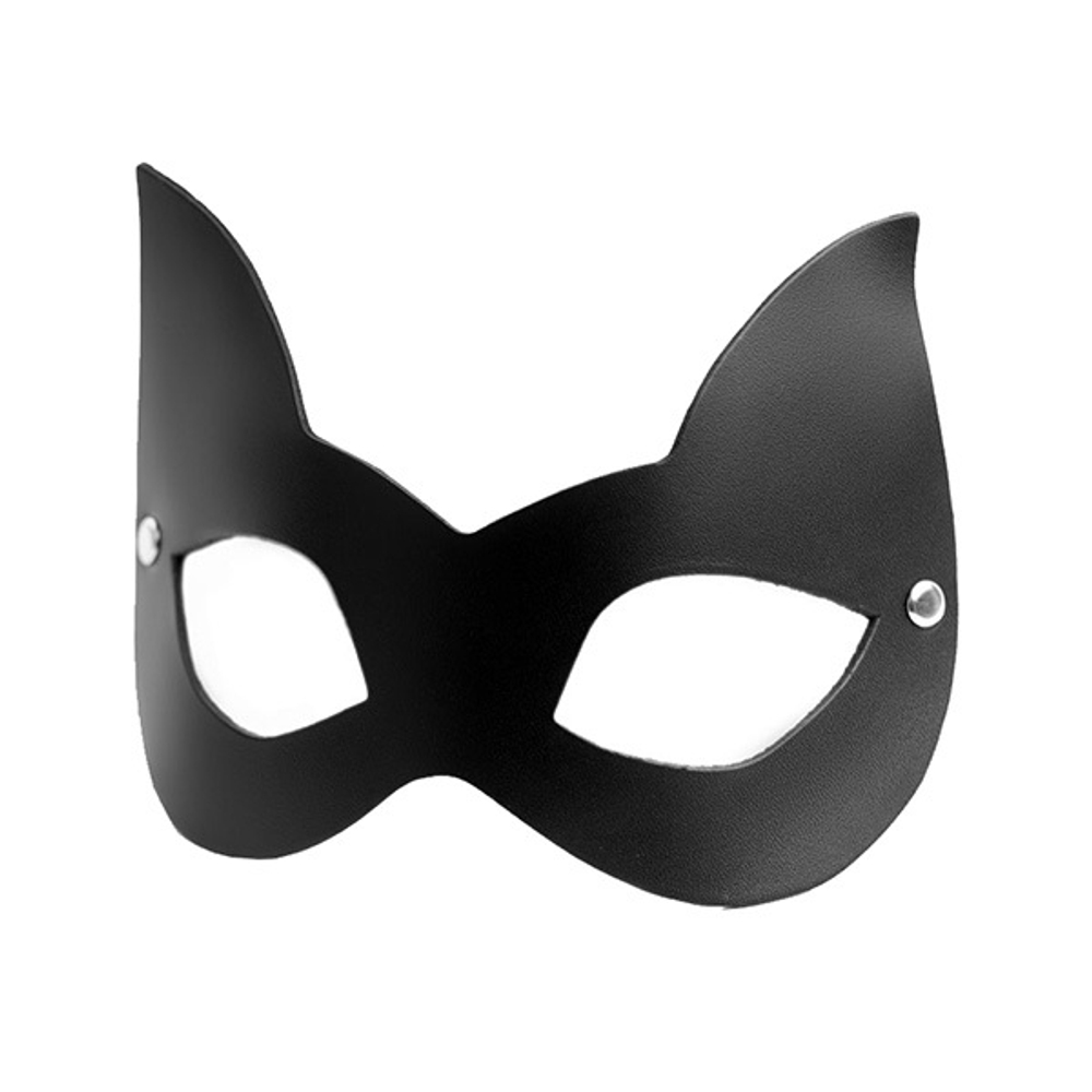 Черная кожаная маска  для глаз с ушками БДСМ Арсенал Lady's Arsenal Black 68011ars