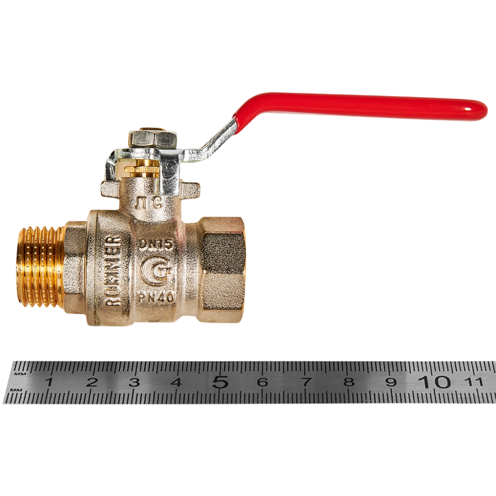 Кран шаровой полнопроходной ROMMER - 1/2" (ВР/НР, PN40, ручка-рычаг)