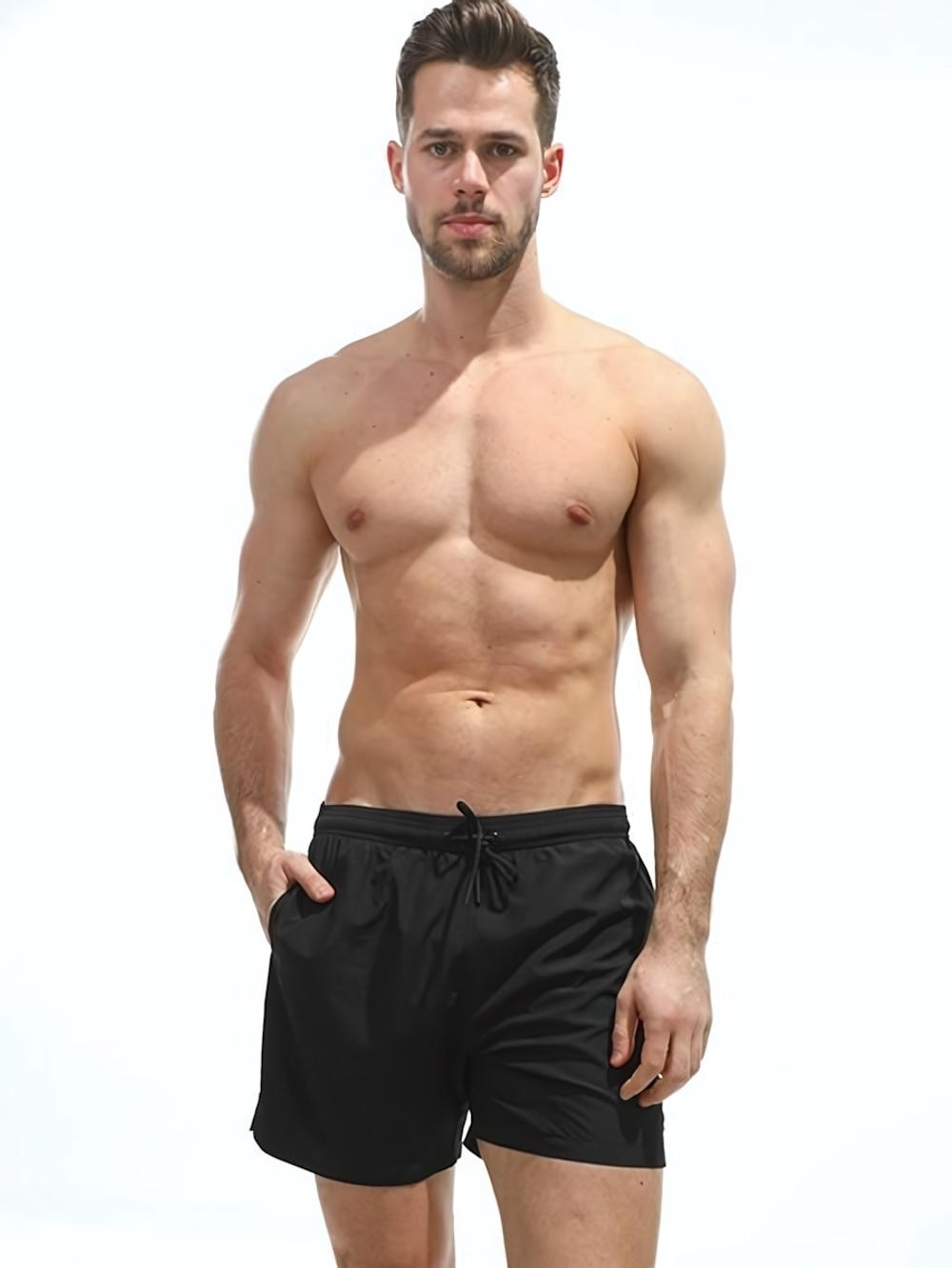 Мужские пляжные шорты из быстросохнущей ткани (Размер: XXL) (Цвет: черный)