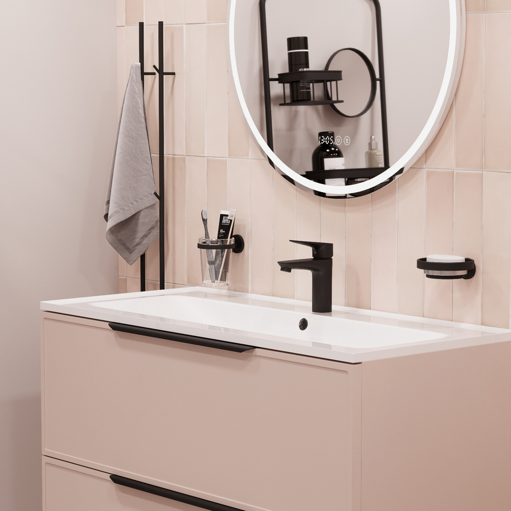 Смеситель для раковины 35k MIXLINE ML14-04BL б/отв п/гайку  ЧЕРНЫЙ (без подводки)