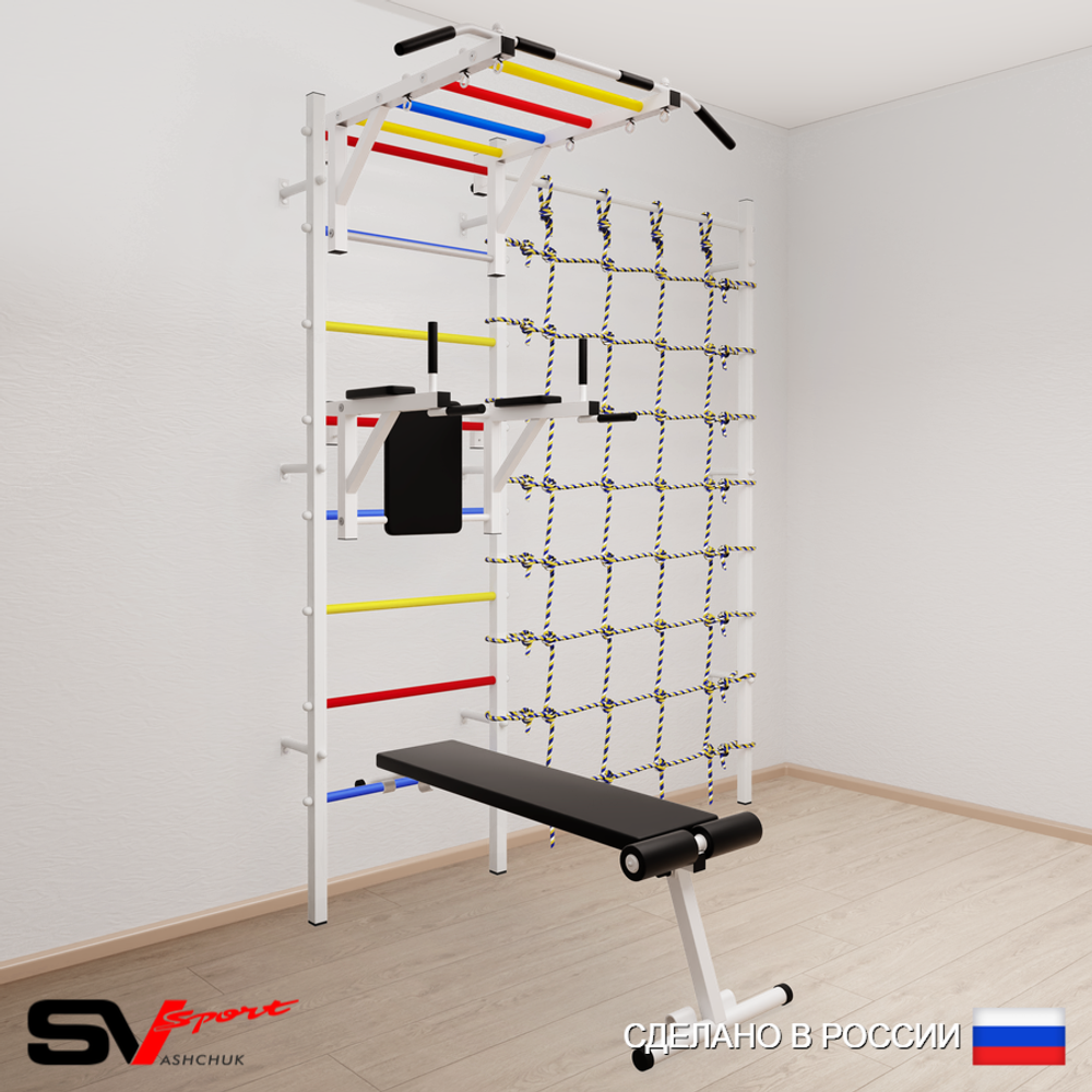 Шведская стенка Sv Sport 5240 (Турник рукоход/Брусья/Скамья/Канатный лаз)