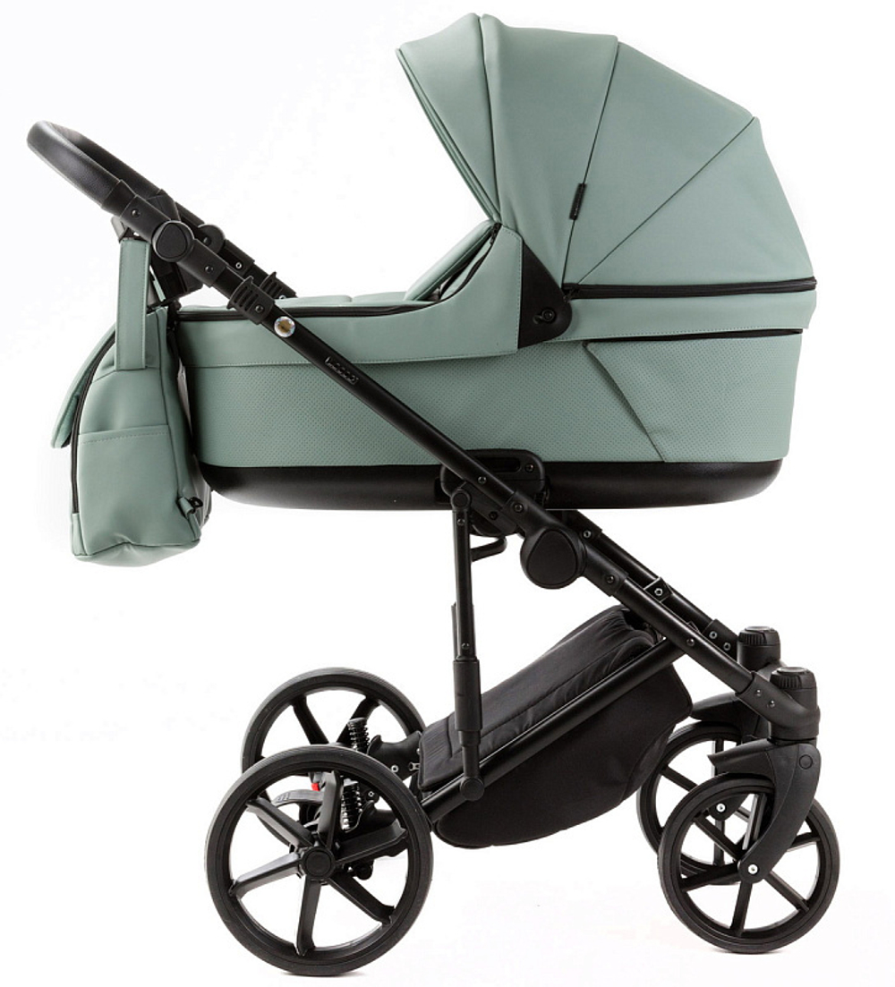 Детская коляска Adamex Locco Light Deluxe 2 в 1 LL-SA20 (СЕРО-ЗЕЛЕН. КОЖА)