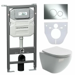 Унитаз подвесной Ceramica Nova Metropol CN4002_1001CH_1000 безободковый, с крышкой микролифт, с инсталляцией и кнопкой хром