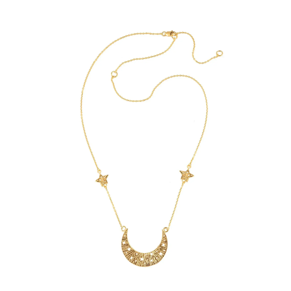 Колье «Луна». Колье на цепочке среднего размера с подвеской в виде луны, 2 звезды, 57 см