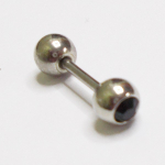 Микроштанга 8 мм для пирсинга ушей "Два кристалла". Медицинская сталь, цветные кристаллы.