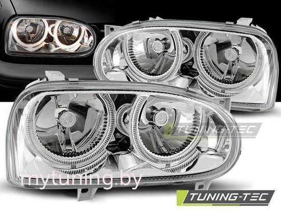 Передние фары angel eyes chrome для Volkswagen Golf 3