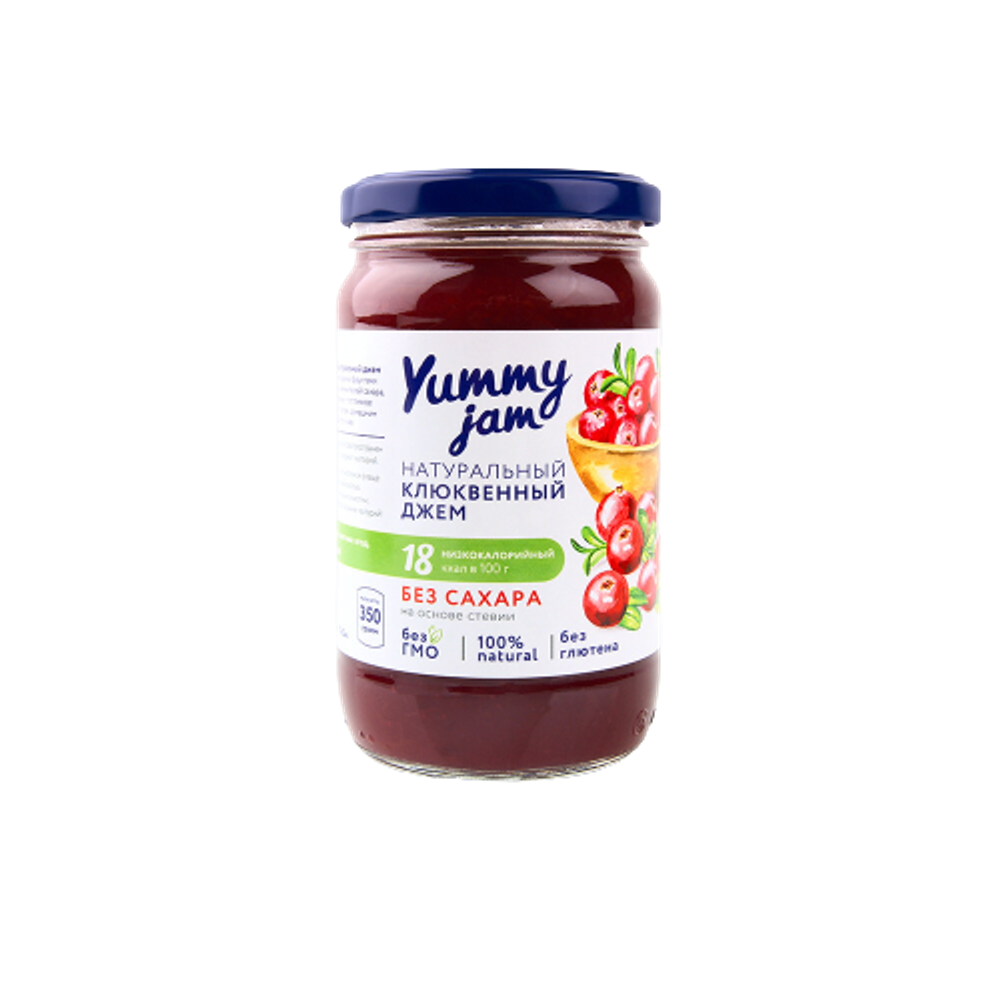 Фруктовый джем низкокалорийный без сахара Yummy Jam, клюквенный, 350гр