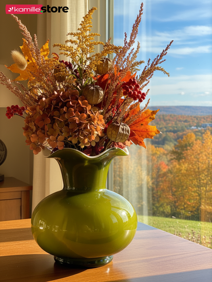 Ваза для цветов 20 см. стеклянная с волнистым горлышком