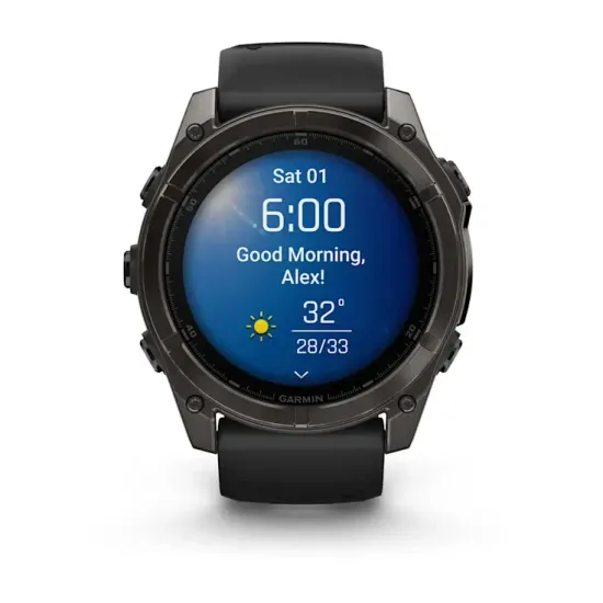 Мультиспортивные GPS часы Garmin Fenix 8X (51 mm) AMOLED, Sapphire Carbon Gray DLC Titanium with Black/Pebble Gray Silicone 010-02905-21