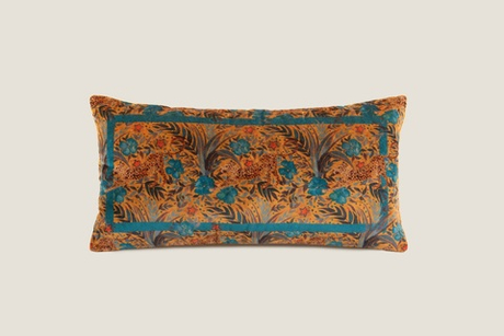 Подушка декоративная 30х60 Frati Home The Tiger Jungle желтый с бирюзовым