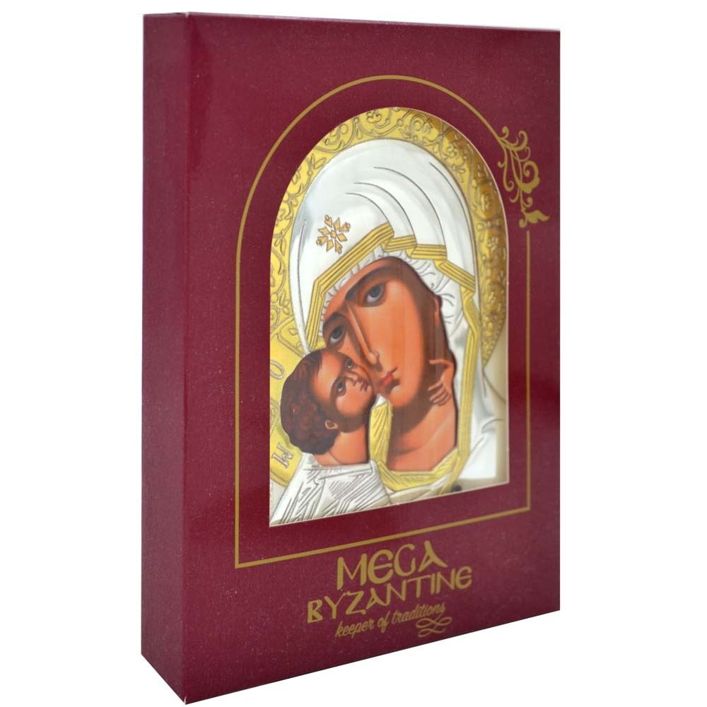 Владимирская икона Божией Матери в серебре.