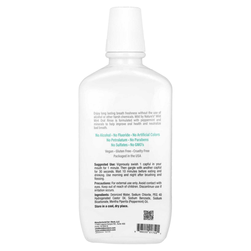 Mild By Nature, Ополаскиватель для полости рта Fresh Breath, без спирта, мягкая мята, 473 мл (16 жидк. Унций)