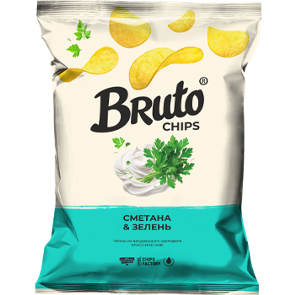 Чипсы BRUTO FLAVOR сметана зелень 120гр (18шт)
