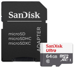 Карта памяти SanDisk microSDXC Ultra Class 10 UHS-I U1 (100/10MB/s) 64GB + Адаптер