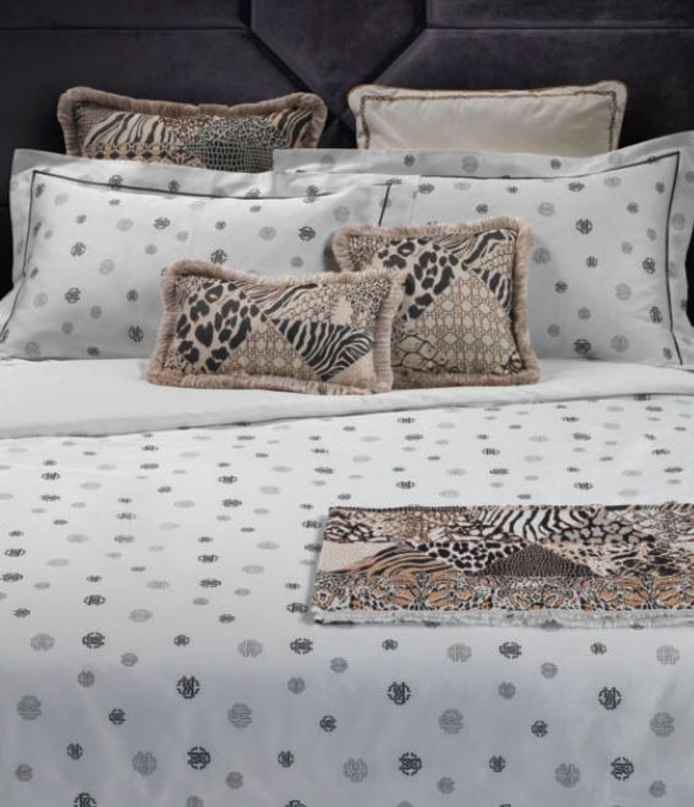 Постельное белье 2 спальное евро макси Roberto Cavalli Jewel Monogram 002 Black