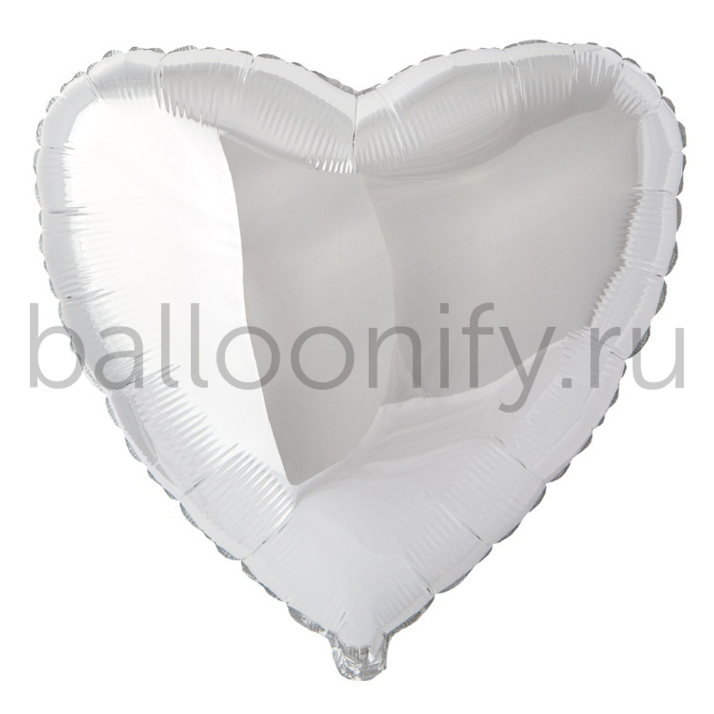 Фольгированная фигура, сердце, 32"/81СМ Металлик Silver(FM)