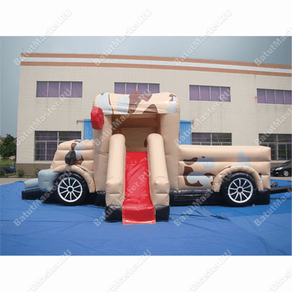 Коммерческий надувной батут "Военный автомобиль"
