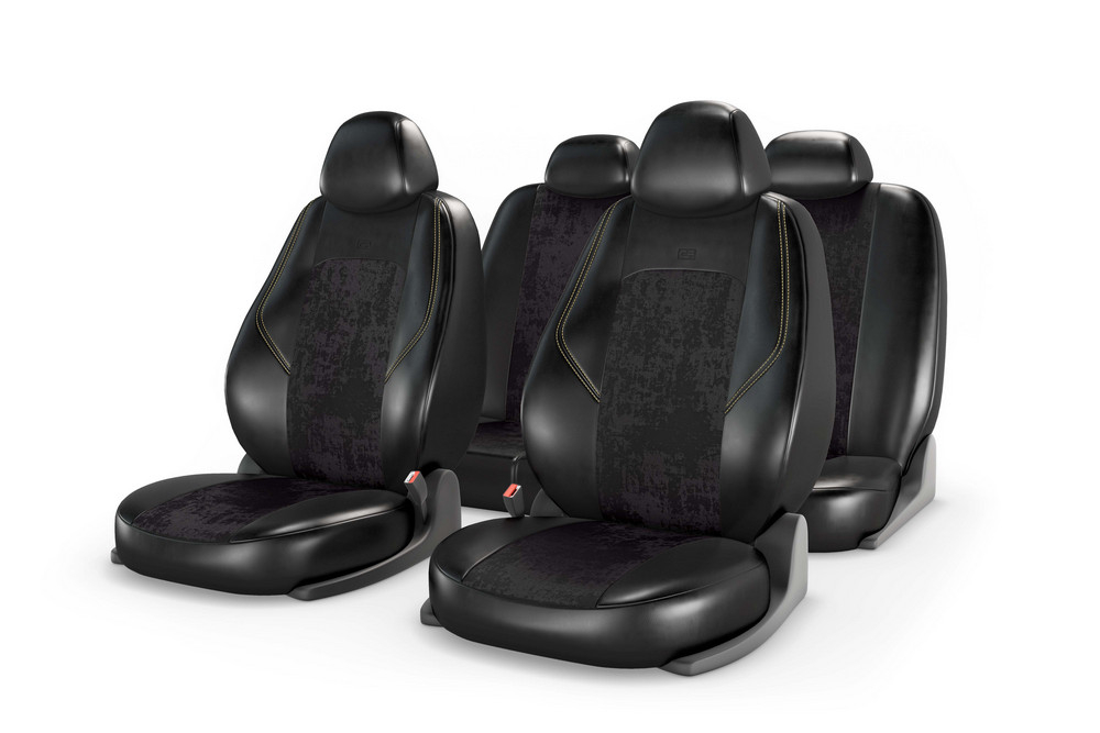 Чехлы на сидения CarFashion «RANGER ZAMSHA» 11224 - Экокожа+замша -черный/черный/бежевый