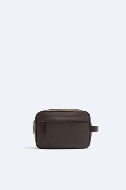 ZARA НЕСЕССЕР С ТИСНЕНИЕМ, КОРИЧНЕВЫЙ