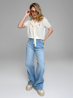 Джинсы Woman Denim 1025 широкие однотонные трубы