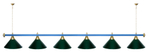 Лампа STARTBILLIARDS 6 пл. (плафоны зеленые,штанга золотая,фурнитура золото)