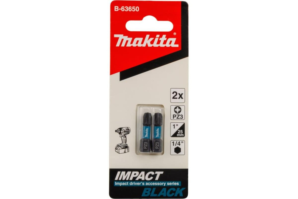 Насадка Impact Black PZ3, 25 мм, C-form, 2 шт. Makita B-63650