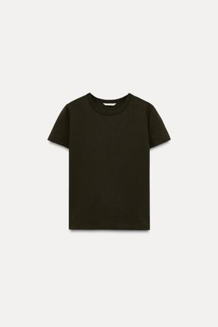 ZARA ФУТБОЛКА INTERLOCK, ЗЕЛЕНЫЙ