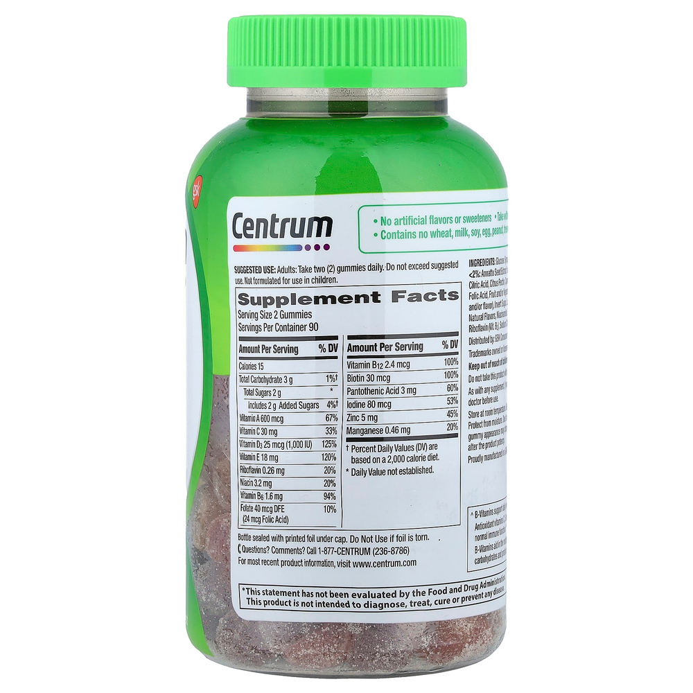 Centrum, Мультивитамины для взрослых, натуральное фруктовое ассорти, 180 жевательных таблеток