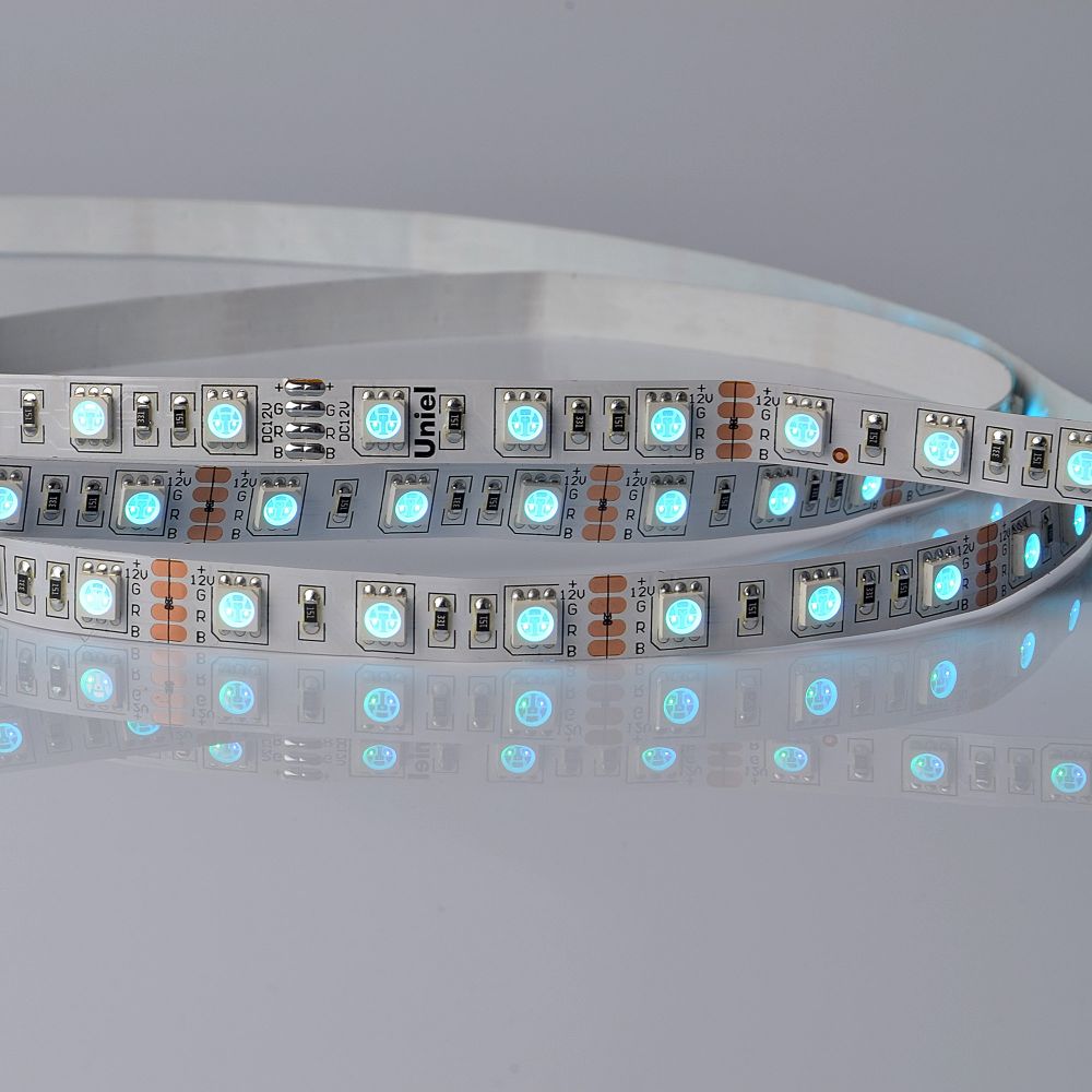 ULS-M25-5050-60LED-m-10mm-IP20-DC12V-14.4W-m-5M-RGB PROFI Гибкая светодиодная лента на самоклеящейся основе. Катушка 5м. в герметичной упаковке. RGB. ТМ Uniel.